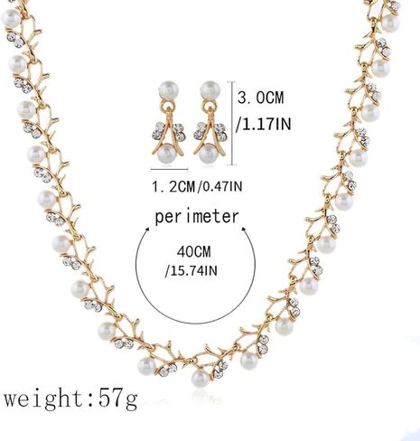 A Set Gold Color Bride Jewelry Sets For Women Luxury Choker Pearl Necklace Earrings Wedding Dress Bridal Necklace Sets Fashion in Saudi Arabia