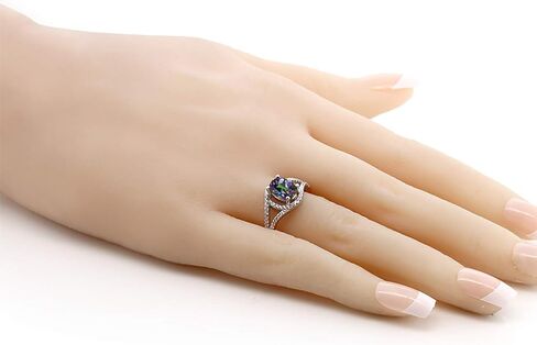 خاتم من الفضة الإسترليني Gem Stone King 2.31 Cttw بيضاوي أخضر توباز 925 من الفضة الإسترليني للنساء | بيضاوي 8 × 6 مم | خاتم الخطوبة والذكرى السنوية للزفاف للنساء in Kuwait