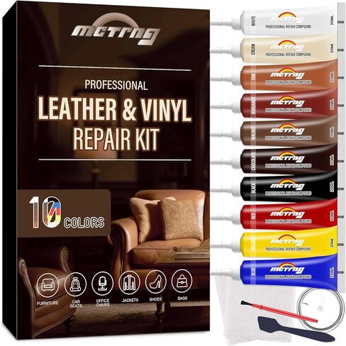 Brown Leather Repair Kit for Furniture, Vinyl and Leather Repair Kit for Couch, Sofa, Jacket, Car Seats and Purse, Restores Faux, Artificial, Genuine Pleather & Any Material, for Scratch, Tears, Holes in Kuwait