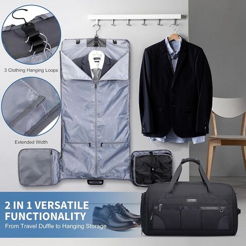 WITZMAN Garment Duffle Bags for Travel Mens Large Convertible Carry On Suit Garment Bag for Men Hanging Clothes with Shoe Compartment（B725 Black） in Saudi Arabia