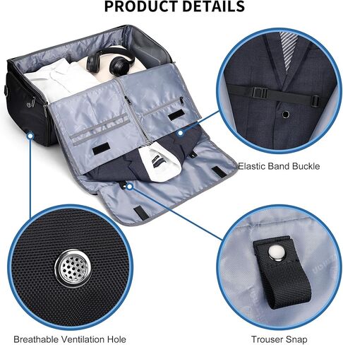 WITZMAN Garment Duffle Bags for Travel Mens Large Convertible Carry On Suit Garment Bag for Men Hanging Clothes with Shoe Compartment（B725 Black） in Saudi Arabia
