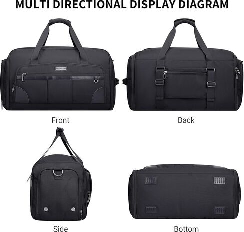 WITZMAN Garment Duffle Bags for Travel Mens Large Convertible Carry On Suit Garment Bag for Men Hanging Clothes with Shoe Compartment（B725 Black） in Saudi Arabia