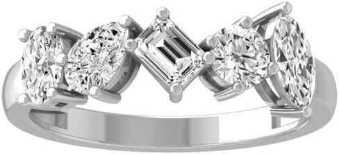 1 Carat Lab-Grown Diamond Ring | 10K, 14K in White, Yellow Gold or Sterling Silver | Five Stone Wedding Band Ring | D-E color and VS1 clarity in Saudi Arabia