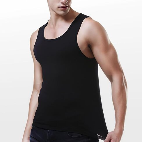 Mens Tank Tops Elastic Ribbed Lightweight Sleeveless Shirts Breathable Workout Muscle Bodybuilding Undershirt Gym in Saudi Arabia
