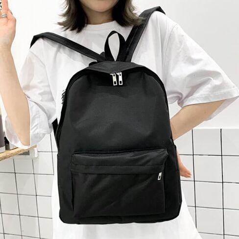 A Lightweight Backpack Suitable For Both Men And Women, Waterproof Daily Solid Color Portable Backpack, Suitable For Travel, Work And Leisure -Black in Saudi Arabia