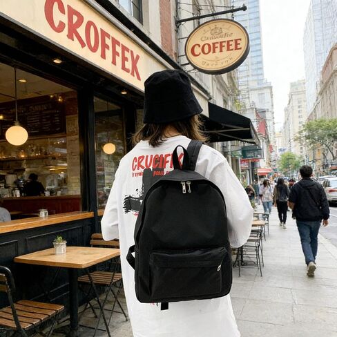A Lightweight Backpack Suitable For Both Men And Women, Waterproof Daily Solid Color Portable Backpack, Suitable For Travel, Work And Leisure -Black in Saudi Arabia