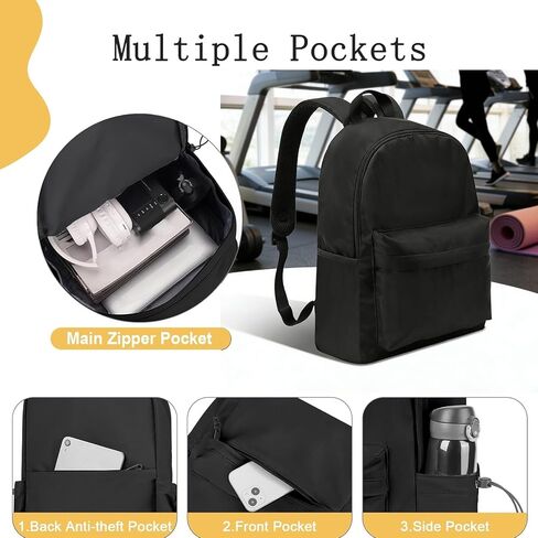 A Lightweight Backpack Suitable For Both Men And Women, Waterproof Daily Solid Color Portable Backpack, Suitable For Travel, Work And Leisure -Black in Saudi Arabia