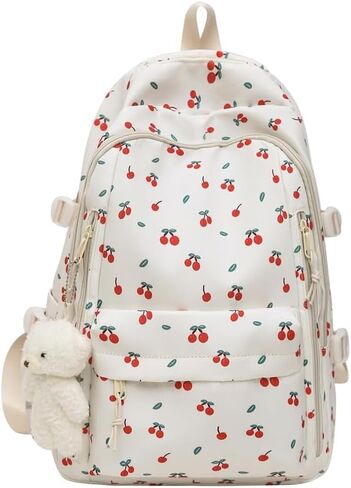 Cherry Backpack for Women Coquette Aesthetic Nylon Rucksack Cute Kawaii Backpack With Cherry Pattern in Saudi Arabia