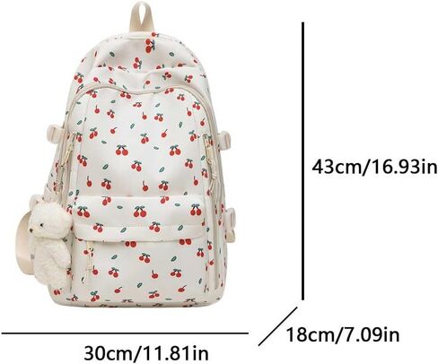 Cherry Backpack for Women Coquette Aesthetic Nylon Rucksack Cute Kawaii Backpack With Cherry Pattern in Saudi Arabia
