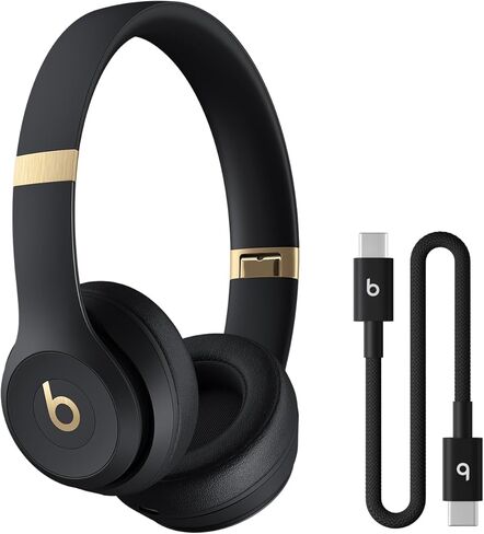 Beats Solo 4 - Wireless Bluetooth On-Ear Headphones, Apple & Android Compatible, Up to 50 Hours of Battery Life - Black & Gold in Kuwait