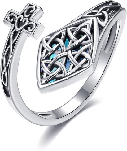 Sobriety Ring 925 Sterling Silver Abalone Shell AA Ring Sobriety Alcoholics Anonymous Recovery Jewelry for women in Kuwait