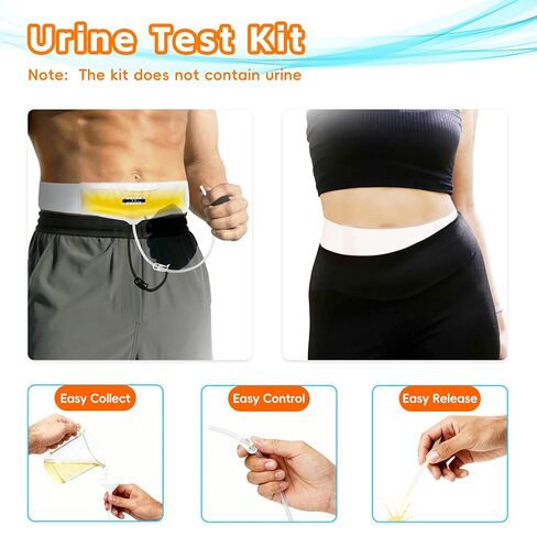 Urine Test Complete Kit with 2 Sample Bags - 2 to 4 oz Sample Bag on Belt, 43" Adjustable Belt, Include 10 Thermometer Stickers and 1 Silicone Funnel in Kuwait
