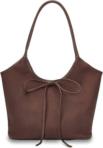 Vintage Suede Bow Tote Bag for Women Girls Slouchy Shoulder Bag Large Capacity Hobo Bag Satchel Purse Underarm Bag in Saudi Arabia