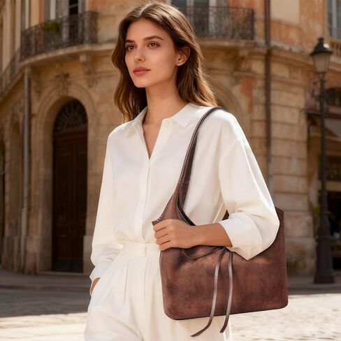 Vintage Suede Bow Tote Bag for Women Girls Slouchy Shoulder Bag Large Capacity Hobo Bag Satchel Purse Underarm Bag in Saudi Arabia