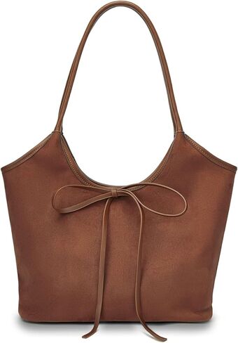 Vintage Suede Bow Tote Bag for Women Girls Slouchy Shoulder Bag Large Capacity Hobo Bag Satchel Purse Underarm Bag in Saudi Arabia