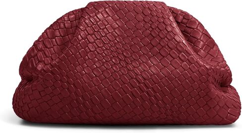Oversized Dumpling Clutch, PU Leather Woven Handbag for Women, Magnetic Closure Evening Clutch Purse in Kuwait