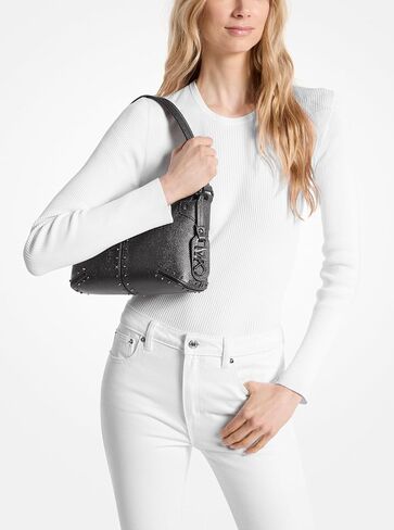 Michael Kors Astor Studded Large Pouchette, Tonal-Hardware/Gunmetal in Saudi Arabia