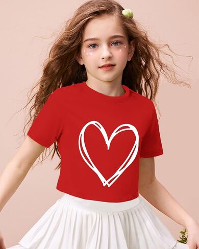 Girls Valentine's Crop Tops Heart Shirt Short Sleeve Tie Dye Heart Tshirts for Girl 6-14 Years in Saudi Arabia