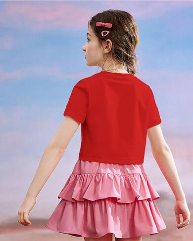 Girls Valentine's Crop Tops Heart Shirt Short Sleeve Tie Dye Heart Tshirts for Girl 6-14 Years in Saudi Arabia