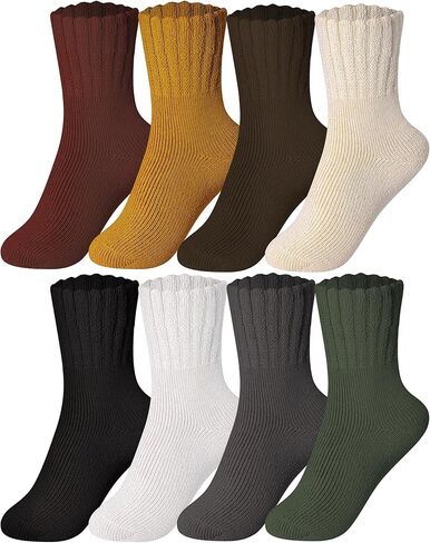 Eurzom 8 Pairs Winter Wool Boot Socks for Women Solid Thick Winter Knit Warm Socks Gifts for Cold Weather Warm Snow Boot in Saudi Arabia