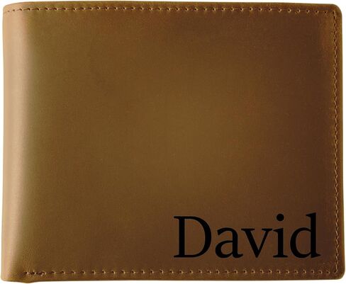 Personalized Leather Wallet for Men, Custom Engraved RFID Blocking Bifold Wallet, Slim Billfold Gift for Husband, Dad, or Boyfriend (Black) in Saudi Arabia