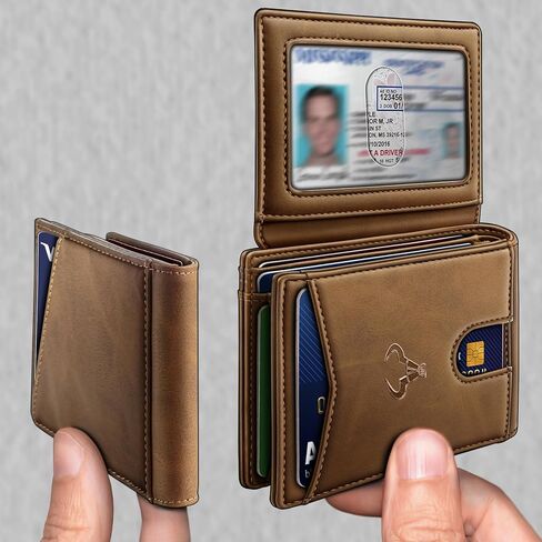 Men Wallet,Slim Leather Wallet Front Pocket Card Holder Gift For Men 11 Slots RFID Blocking in Saudi Arabia
