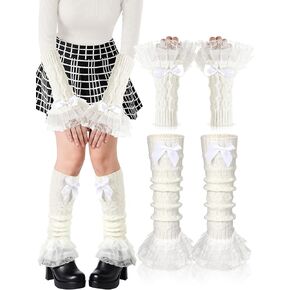 Mepase 2 قطعة Y2k مجموعة تدفئة الذراع والساق مع القوس والدانتيل Kawaii Harajuku لوليتا زي الملابس للنساء in Kuwait