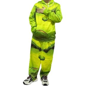 Men Green Pullover Top Pant Hoodie Halloween Sweatshirt Christmas in Kuwait