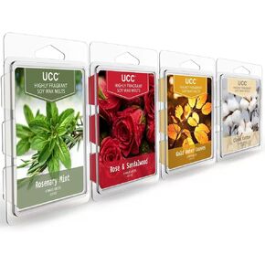 UCC Wax Melts with Strong Fragrance, Long Lasting Premium Plant Based Natural Soy Scented Melts Cubes, Wax Melts Tarts, Colored Wax Melt - 4 Pack in Kuwait