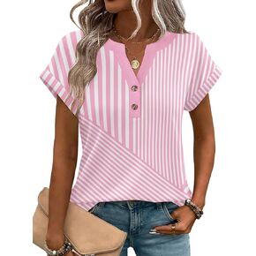 Zeagoo Women Tops Summer Short Sleeve T Shirts V Neck Dressy Casual Work Blouses Fashion Boho Clothes S-3XL in Saudi Arabia