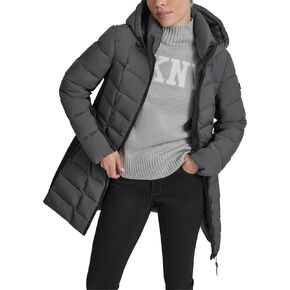 سترة منتفخة خفيفة الوزن للنساء من DKNY مع ألواح جانبية من النيوبرين - ملابس خارجية معزولة وأنيقة in Saudi Arabia