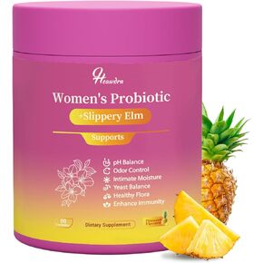 Her Juicy Women's Probiotic Gummies: Supports Women’s Wellness & pH Balance, Clean Vegan, Pineapple Flavor, Prebiotics & Lactobacillus Blend, with Slippery Elm, Gut Health & Immune Defense, 60 Gummies in Saudi Arabia