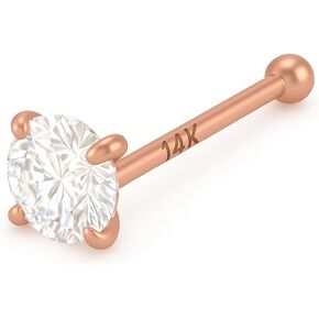 ثقب الأنف من الذهب عيار 14 قيراط، ألماس أصلي 2.5 مم، طول 1/4 بوصة، حلقة أنف من الذهب الصلب مقاس 22 in Kuwait