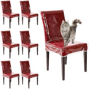 Plastic Chair Covers for Dining Chairs, 6 Pack W/21 Inch x D/18 Inch Clear Thick Waterproof Dining Room Chair Covers Protectors Anti-Scratches Seat Covers No Dust, Spill, Dirt, Pet Hair and Claws in Saudi Arabia