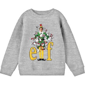 سترة Bioworld Elf Doodle on Buddy مع شعار العنوان للشباب ذات لون رمادي منقط ورقبة دائرية in Kuwait