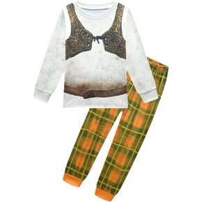 زي شخصية ديزي مونستر للأولاد، زي الغول الأخضر المطبوع، تي شيرت وسروال، مجموعة ملابس بيجامة للأطفال مقاس 4-12 in Kuwait