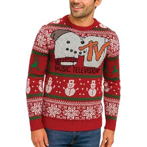 سترة MTV للرجال لعيد الميلاد القبيح بشعار طويل الأكمام سترة عيد الميلاد القبيحة لحفلات العطلات (الأحجام: S-XL) in Kuwait