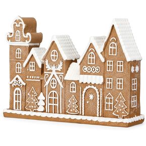 Yookeer Gingerbread House Christmas Decorations Resin Gingerbread House Decor Ginger Bread Townhouse Village Collectible Figurines Christmas Centerpiece for Table Shelf Xmas Home Kitchen Indoor in Saudi Arabia