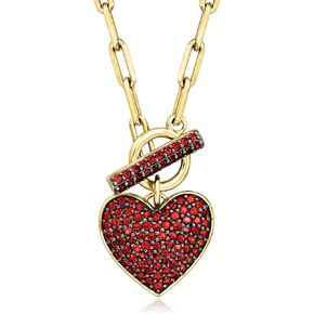 Ross-Simons 1.80 ct. t.w. Garnet Heart Toggle Necklace in 18kt Gold Over Sterling in Kuwait