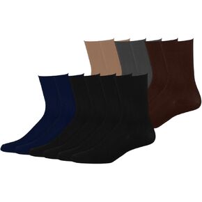 Men's Dress Socks 12 Pairs,Calf Crew Socks for Men Soft Breathable Classic Anti Odor Moisture Wicking 10-13 in Kuwait