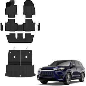 AUXKO All Weather Floor Mats for 2025 Tesla New Model Y Cargo Mat with Backrest Mat & Front Trunk Liner & Rear Cargo Mat Car Full Set TPE Liners Accessories All Season Guard Odorless Anti-Slip Mats in Kuwait