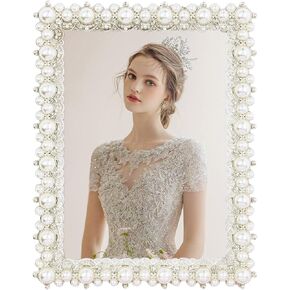 DIKAR 5x7 Picture Frame with Pearls and Rhinestones for Wedding Gifts, Wedding Picture Frame for Tabletop &Wall Mounting Display in Kuwait