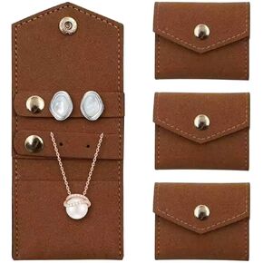 حقيبة مجوهرات صغيرة للسفر مكونة من 4 قطع قابلة للطي، هدية لوصيفة العروس لحفلات الزفاف للخواتم والأقراط وتخزين القلائد، محمولة (بني فاتح) in Kuwait