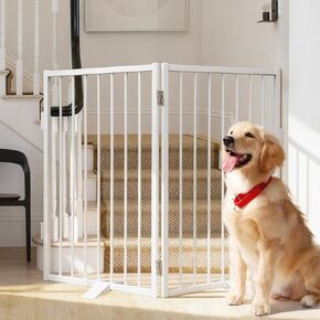 Snagle Paw Full Metal Freestanding Dog Gate with Door, 120" W x 32" H Pet Gate with Support Feet for Doorways, Stairs and Hallways, Portable Dog Fence for Indoor and Outdoor Use (6 Panel, Black) in Saudi Arabia