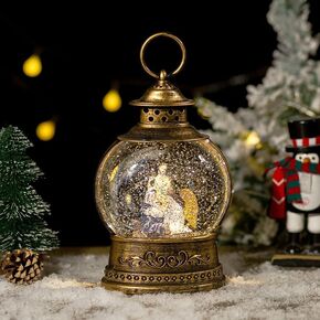 Christmas Snow Globe,Musical Village Snow Globe Lantern Lights with USB Powered, Retro Style Holiday Glitter Globe for Xmas Home Decoration Holiday in Kuwait