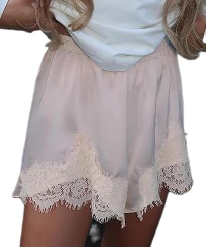 Women Satin Silk Lace Shorts Low Rise Micro Mini Shorts Coquette Lounge Half Slip Pj Bottoms French Knickers in Saudi Arabia