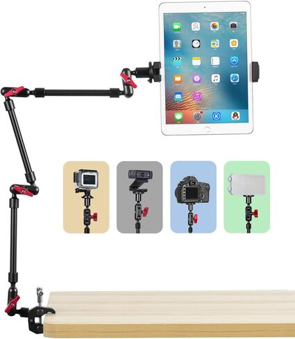 Adjustable Articulating Magic Arm with Clamp and Phone Holder Clip for Desk Mount, Desk Stand, Cell Phone Tripod in Kuwait
