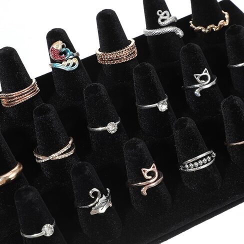 2PCS Velvet Ring Display Stand, 18 Holders Ring Display Stand Organizer for Jewelry Storage Drawer in Saudi Arabia