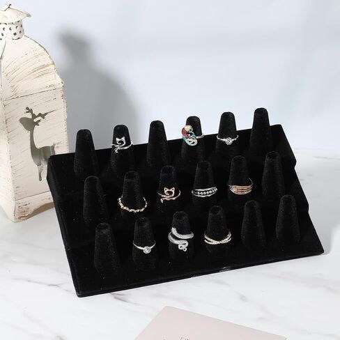 2PCS Velvet Ring Display Stand, 18 Holders Ring Display Stand Organizer for Jewelry Storage Drawer in Saudi Arabia