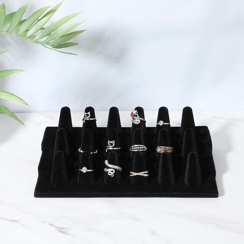 2PCS Velvet Ring Display Stand, 18 Holders Ring Display Stand Organizer for Jewelry Storage Drawer in Saudi Arabia